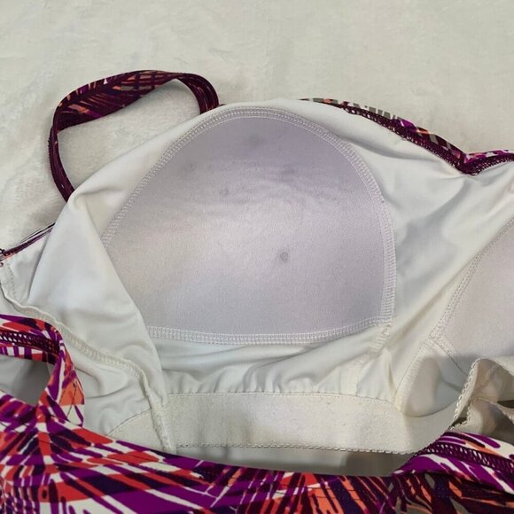 L.L. Bean purple jungle floral lined cups tankini swimsuit top - Picture 5 of 9
